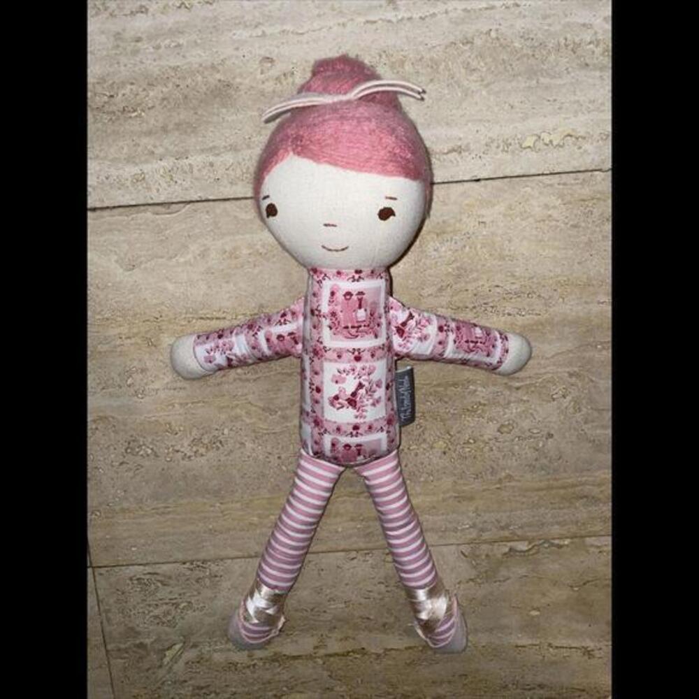 The Land of Nod Wee Wonderfuls Agnes Pink Ballerina Cloth Doll Yarn Hair